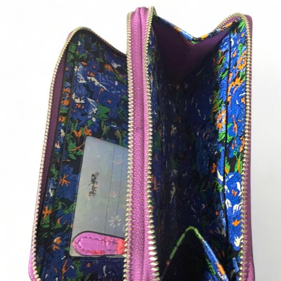 COACH - Polished Pebble Leather Purple Wallet DOUBLE ZIP - W tag (Rare) - Picture 4 of 5